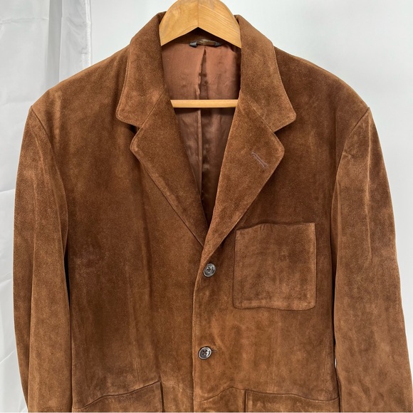 Vintage Banana Republic Mens Leather Blazer Size L Suede Jacket Sport Coat - Picture 4 of 11